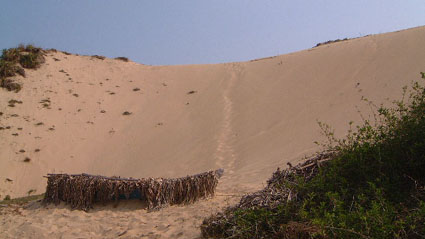 A steep sandy slope