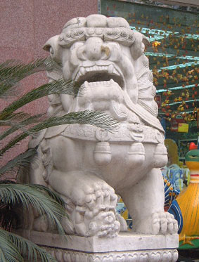 Stone lion in Chengdu (female)