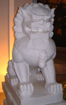 Stone lion in Sanya (male) - diagonal view